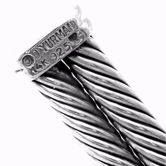 Authentic! David Yurman 14k Gold Silver Citrine Double Cable Collar Necklace - Picture 5 of 7